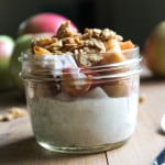 Apple pie yogurt parfait in small mason jar