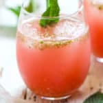 Watermelon ginger agua fresca with mint garnish