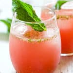 Watermelon ginger agua fresca with mint garnish