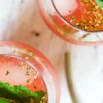 Watermelon ginger agua fresca with mint garnish