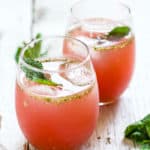 Watermelon ginger agua fresca with mint garnish