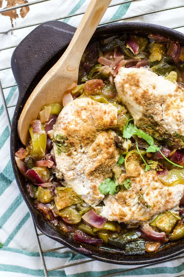 Salsa verde chicken skillet