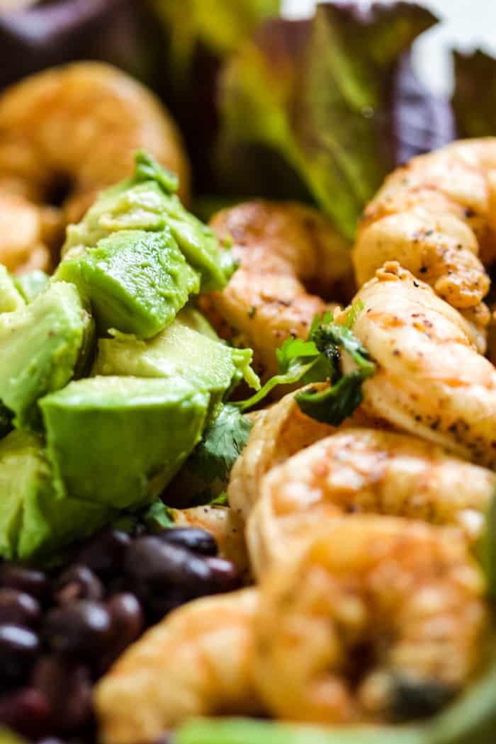 Chili lime shrimp and black beans.
