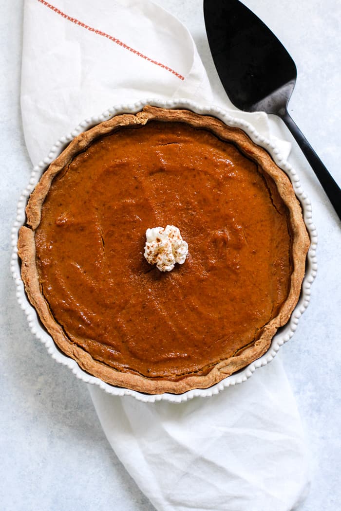 Blender maple pumpkin pie with whipped cream