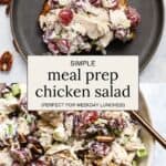 Greek yogurt chicken salad with grapes and pecans.