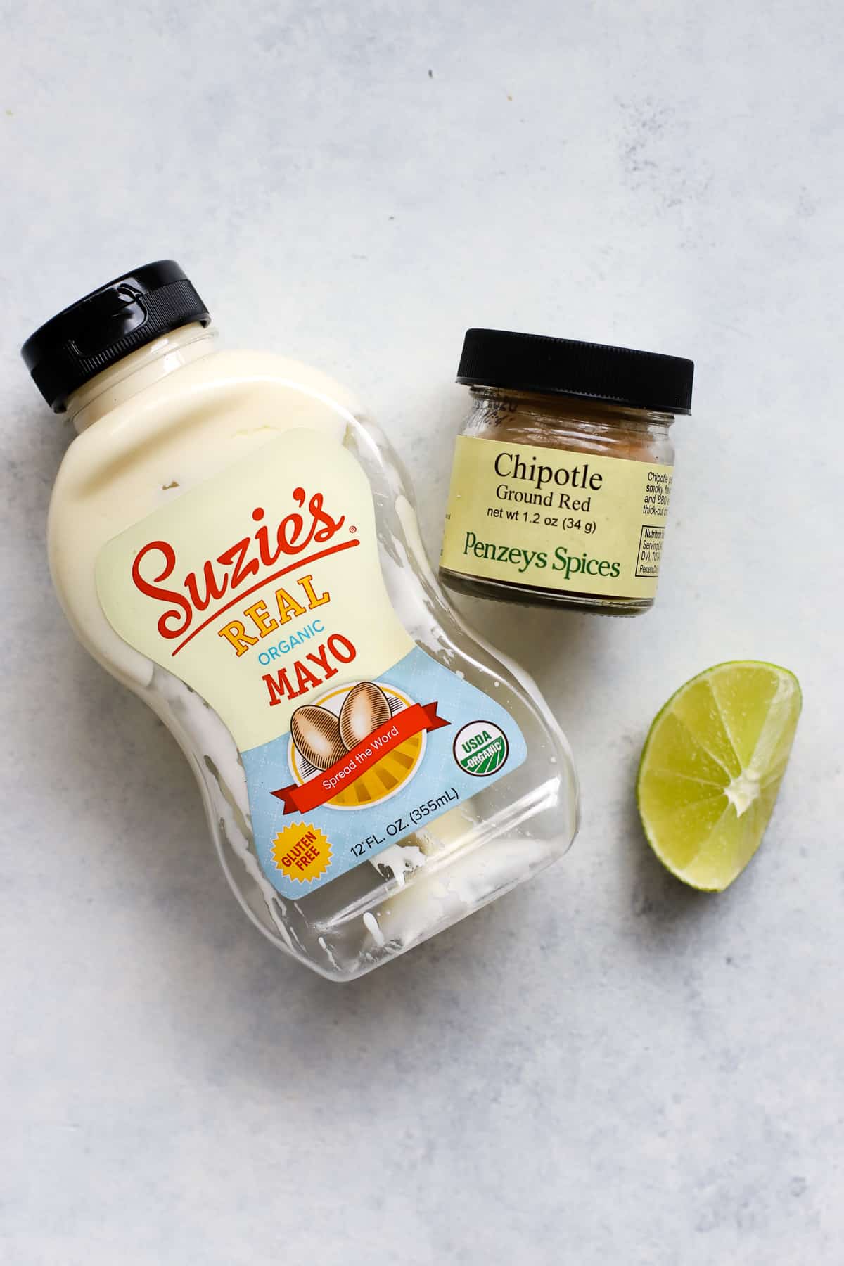 Ingredients for a simple chipotle lime mayo.