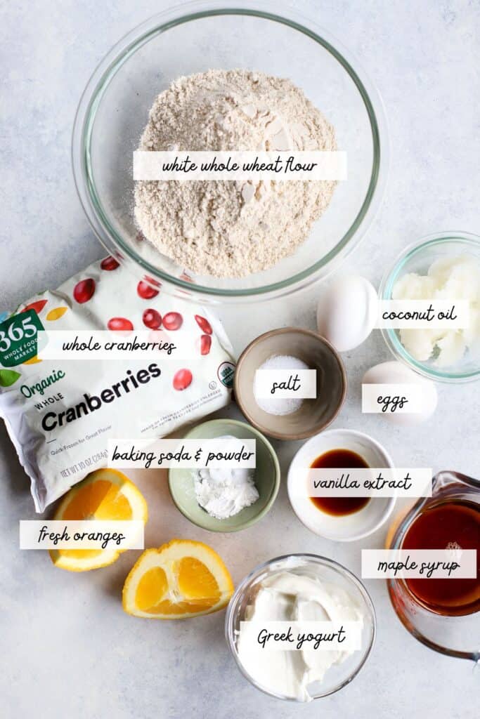 Cranberry orange muffin ingredients.