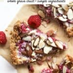 Slice of raspberry almond macaroon tart.