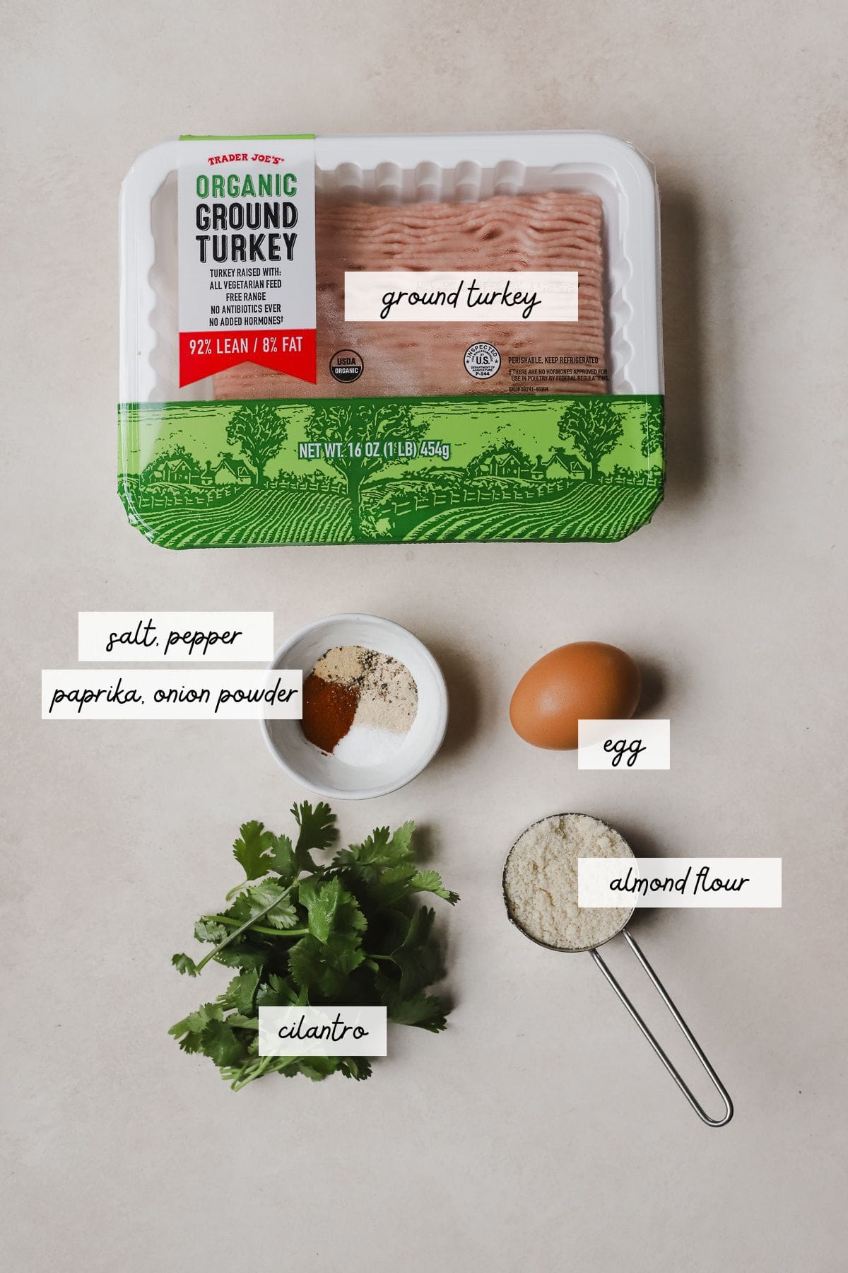 Baked turkey meatball ingredients.