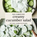 Creamy cucumbers with yogurt in a serving bowl.