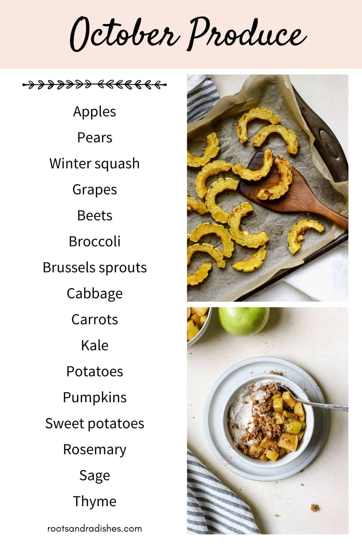 List of October fruits and vegetables in season.