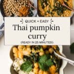 Creamy Thai pumpkin curry with chickpeas.