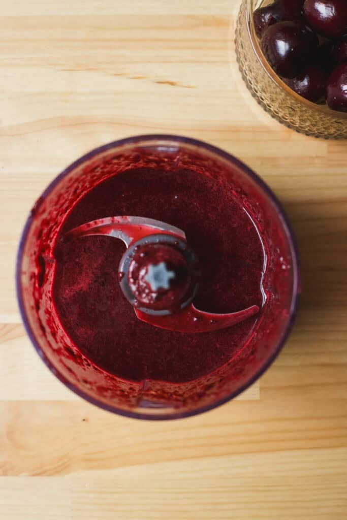 Fresh cherry vinaigrette blended in a food processor.